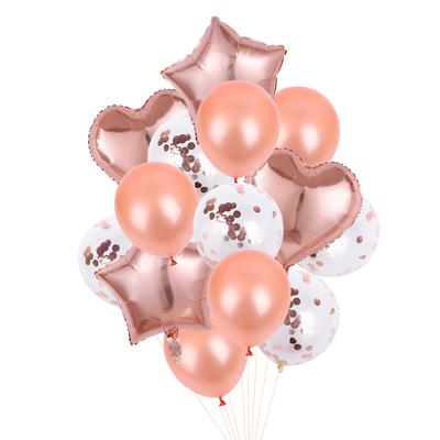 14Pcs Rose Gold Confetti Latex Balloon Set Boy Girl Birthday Party Decoration Supplies Wedding Helium Air Globos Baby Shower