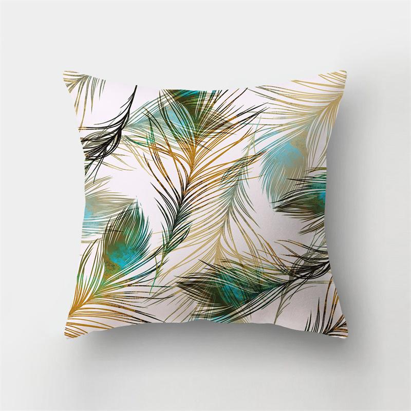 Peacock Feather Printed Pattern Cushion Cover for Home Living Room Sofa Car Bedroom Decoration Pillow Cover
