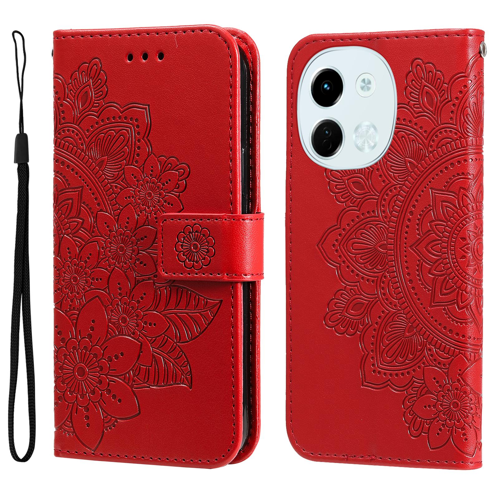 

Для TECNO Spark 30 5G/Pova 6 Neo 5G Чехол с цветочным узором из ПУ кожи кошелек подставка чехол для телефона Red