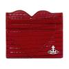 Design Assimétrico de Coração com Padrão de Crocodilo Logo de Prata Polida Porta-Cartões de Couro de Bezerro Acessórios Femininos Vermelho 5403000LWL00C0RED
