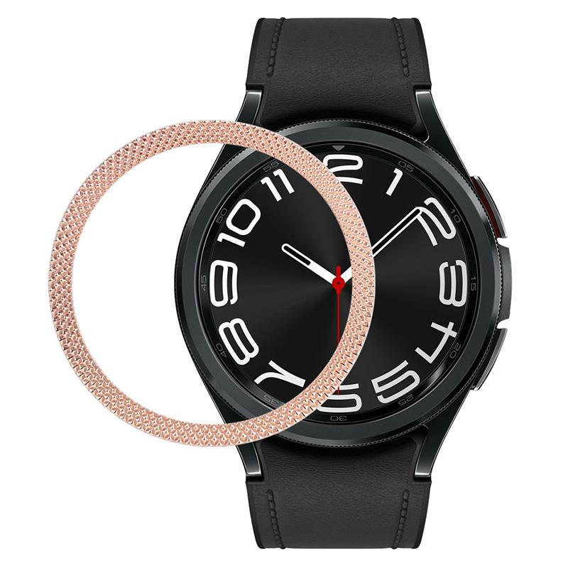 

For Samsung Galaxy Watch6 Classic 47mm Bezel Ring Zinc Alloy Rhombus Pattern Bezel Adhesive Frame Cover A