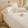 Floral Embossed White Lace Coverlet Bedspread with 2 Pcs Pillow shams Solid White Full/Queen/King Bed Cover 3Pieces Bedding set