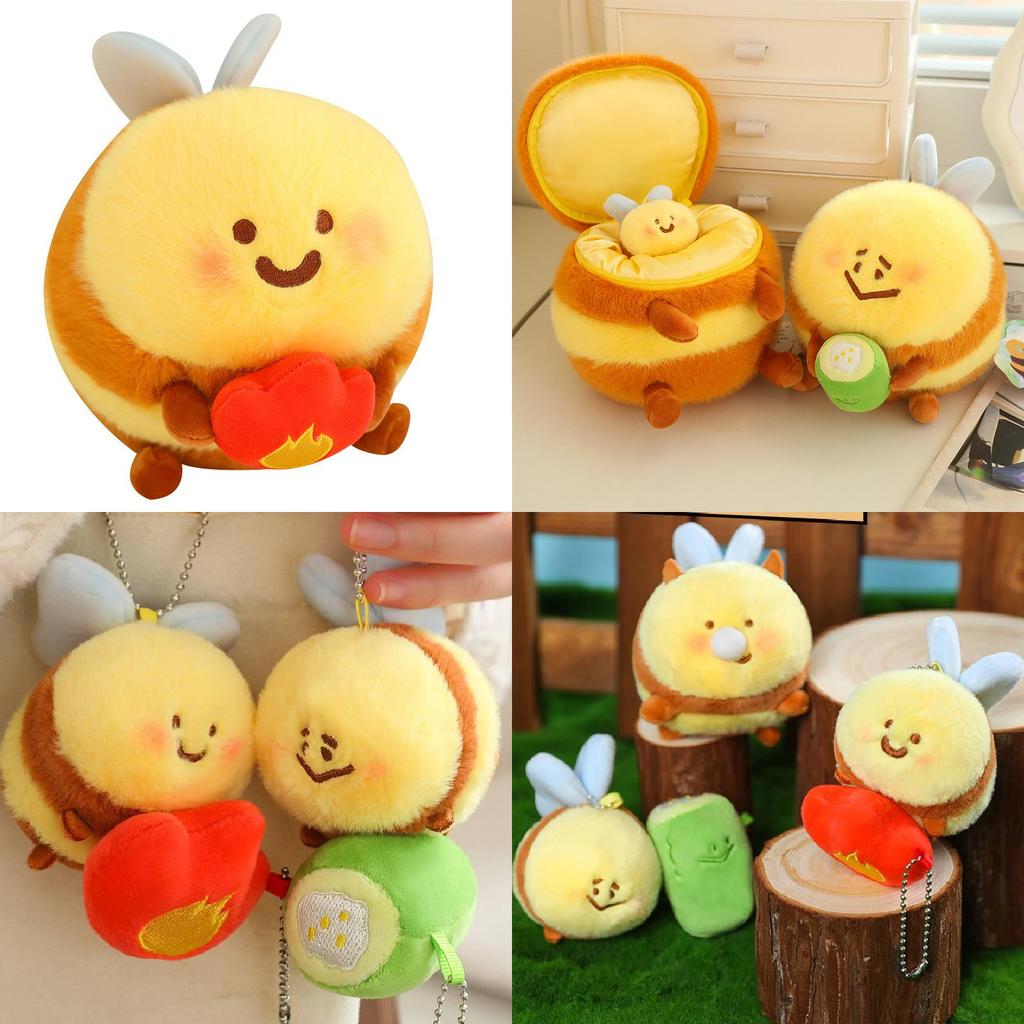 Lovable Thegreenparty Bee Plush Keychain Soft And Squishy Stuffed Animal Ornament For Bags And Keys