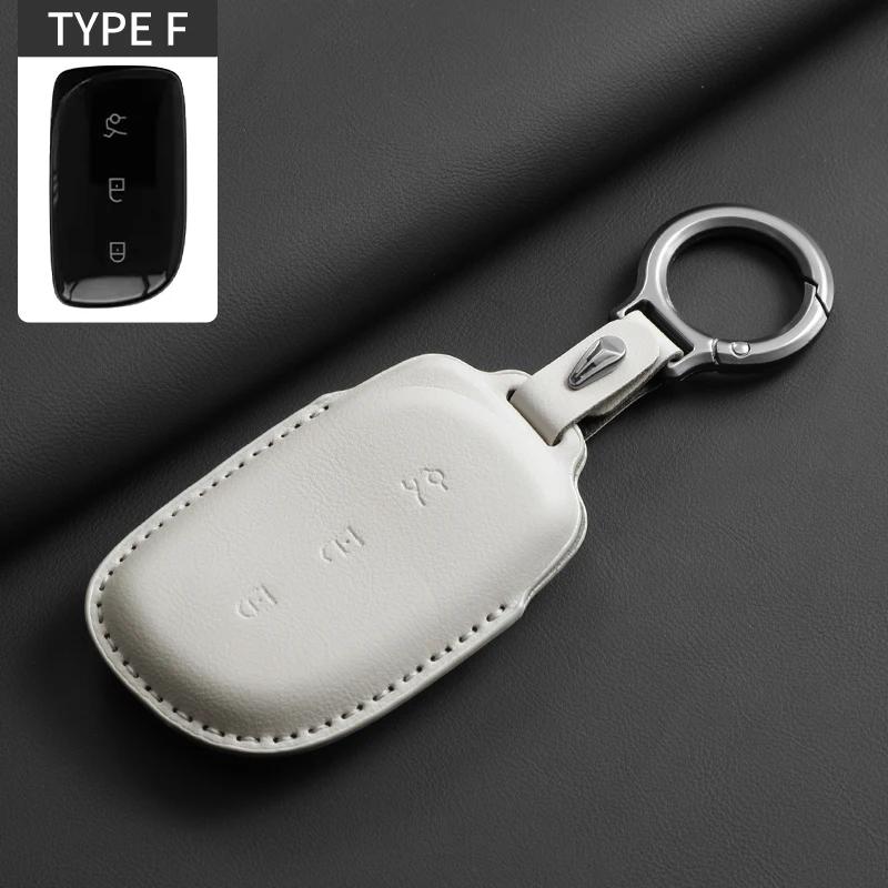 Leather Car Key Case Cover For Lynk & Co Z20 Z10 900 Pro Ultra Max Original Car Color Remote Key Bag Case Protector Keychain