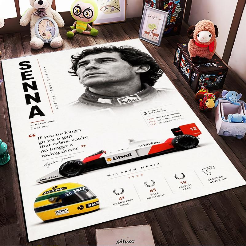 Ayrton Senna Tribute Racing Design Rug Non-slip rug suitable for living room and bedroom sofas
