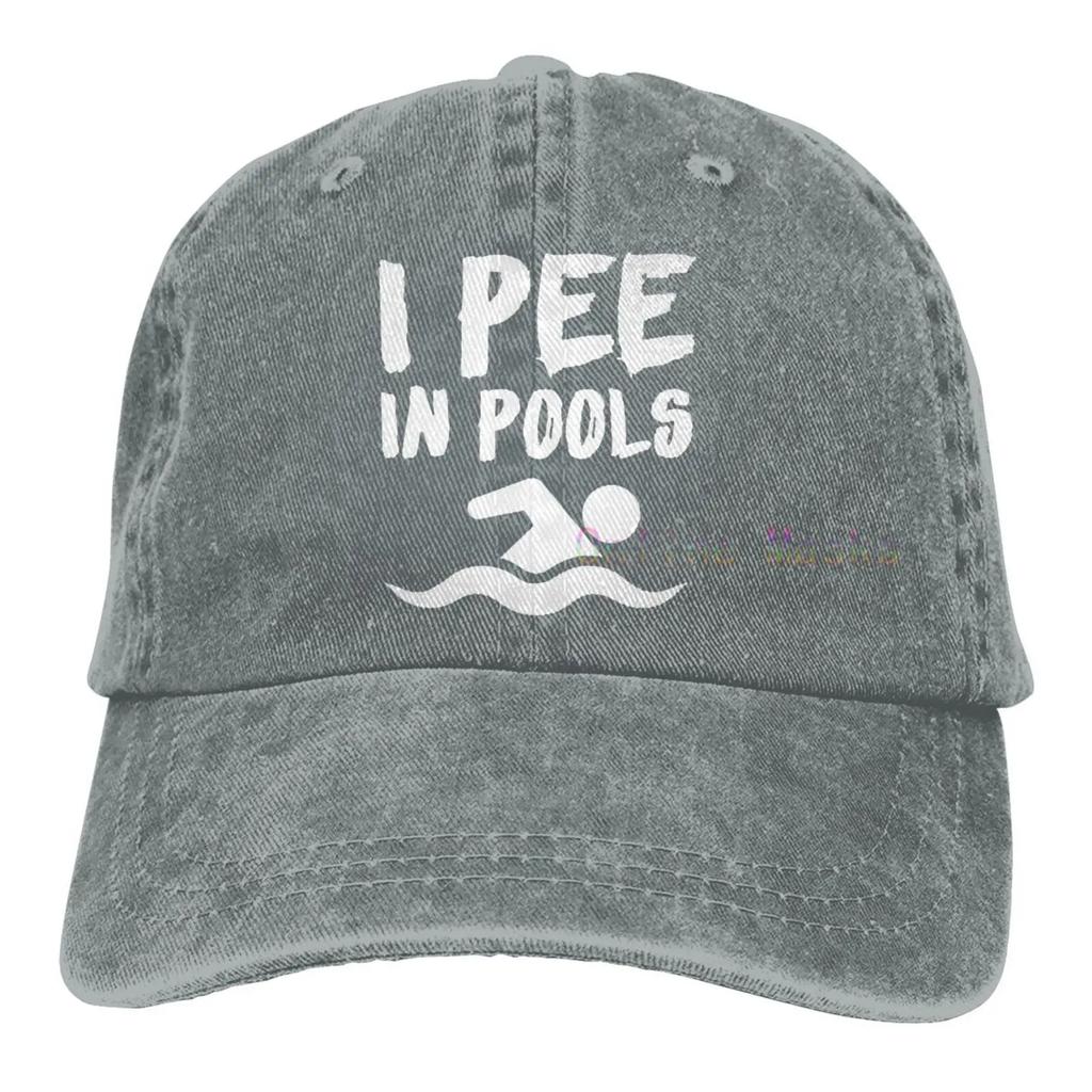 I Pee In Pools Baseball Cap for Unisex Women Unisex Washed Cotton Adjustable Vintage Baseball Dad Hat Trucker