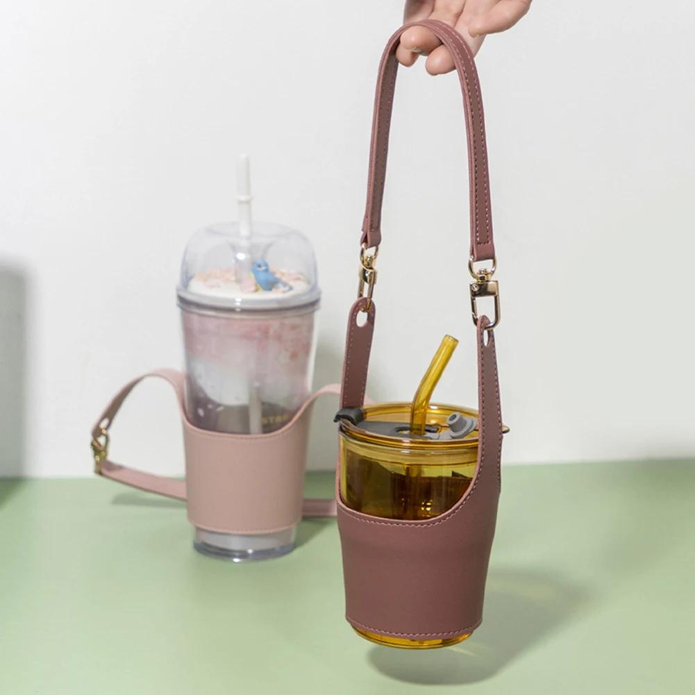 Portable Cup Holder With Leather Handle Anti-scalding Reusable Mug Sleeves For Everyday Use