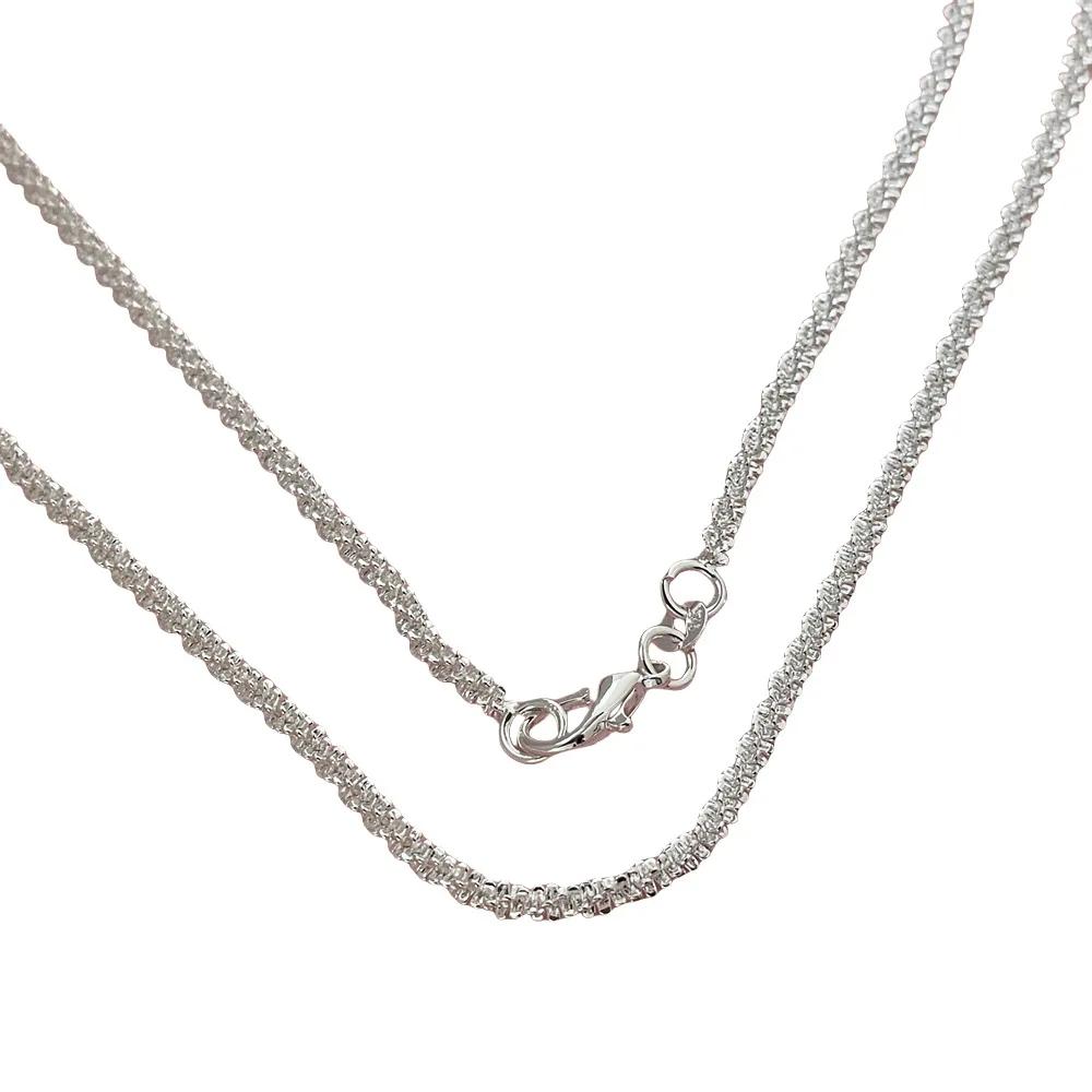 New 40-75cm 925 Silver Necklace 16-30 Inch Originality 2MM String Chain for Women Fashion Streetwear Jewelry Gifts