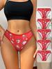 5Pcs/Set Women Cotton Panties Floral Red Underwear Low Waist Briefs Girls Panty Sexy Ladies Underpants Soft Female Lingerie S-L