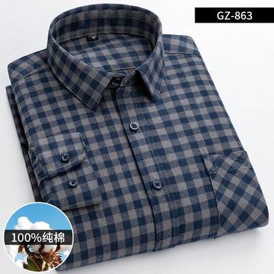 S~6XL 100% Algodão Camisa Masculina de Manga Longa Respirável Macia Confortável Bolso Padrão Listrada Xadrez Casual Moda Tops Masculinos