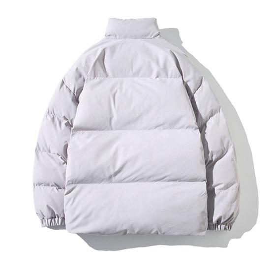 Men Cotton Coat Stand Collar Long Sleeve Solid Color Loose Fit Coat with Pockets Thickened Warm Quilted Outwear