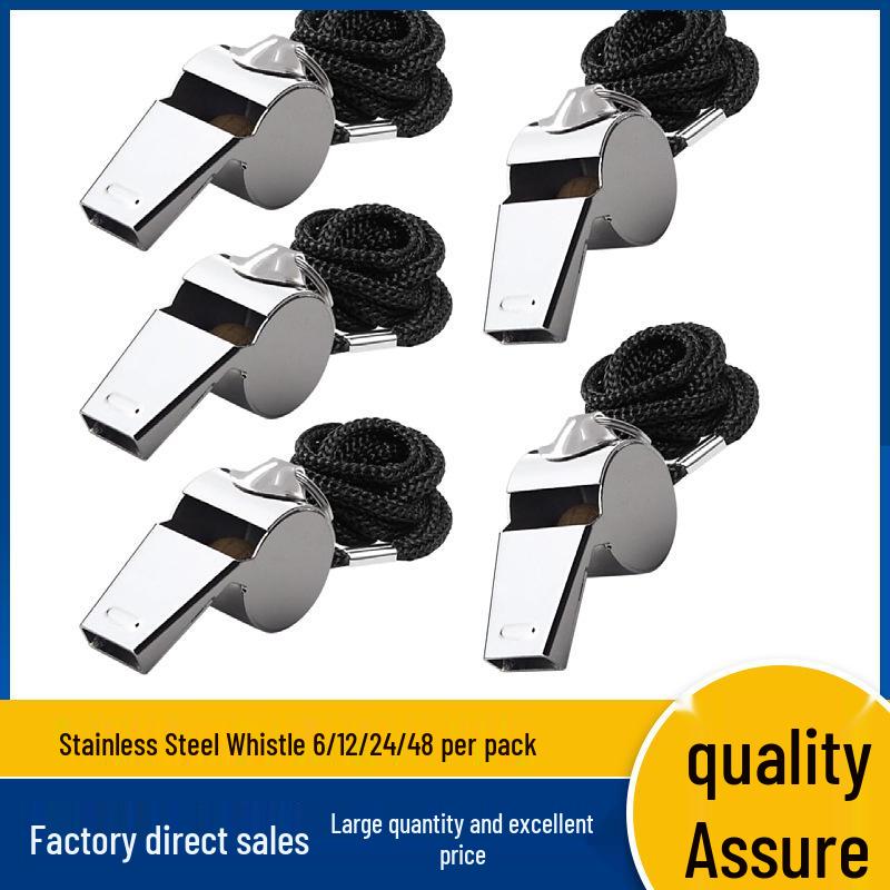 Stainless Steel Outdoor Survival & Sports Whistle with Lanyard серебряный