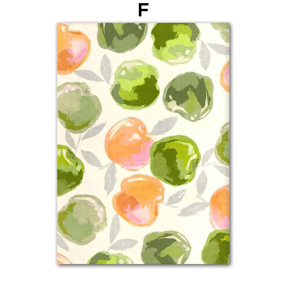 Watercolor Strawberry Cherry Lemon Orange Wall Art Painting Fruit Posters Vintage Room Bar Cafe Decor Home Decor Canvas Print
