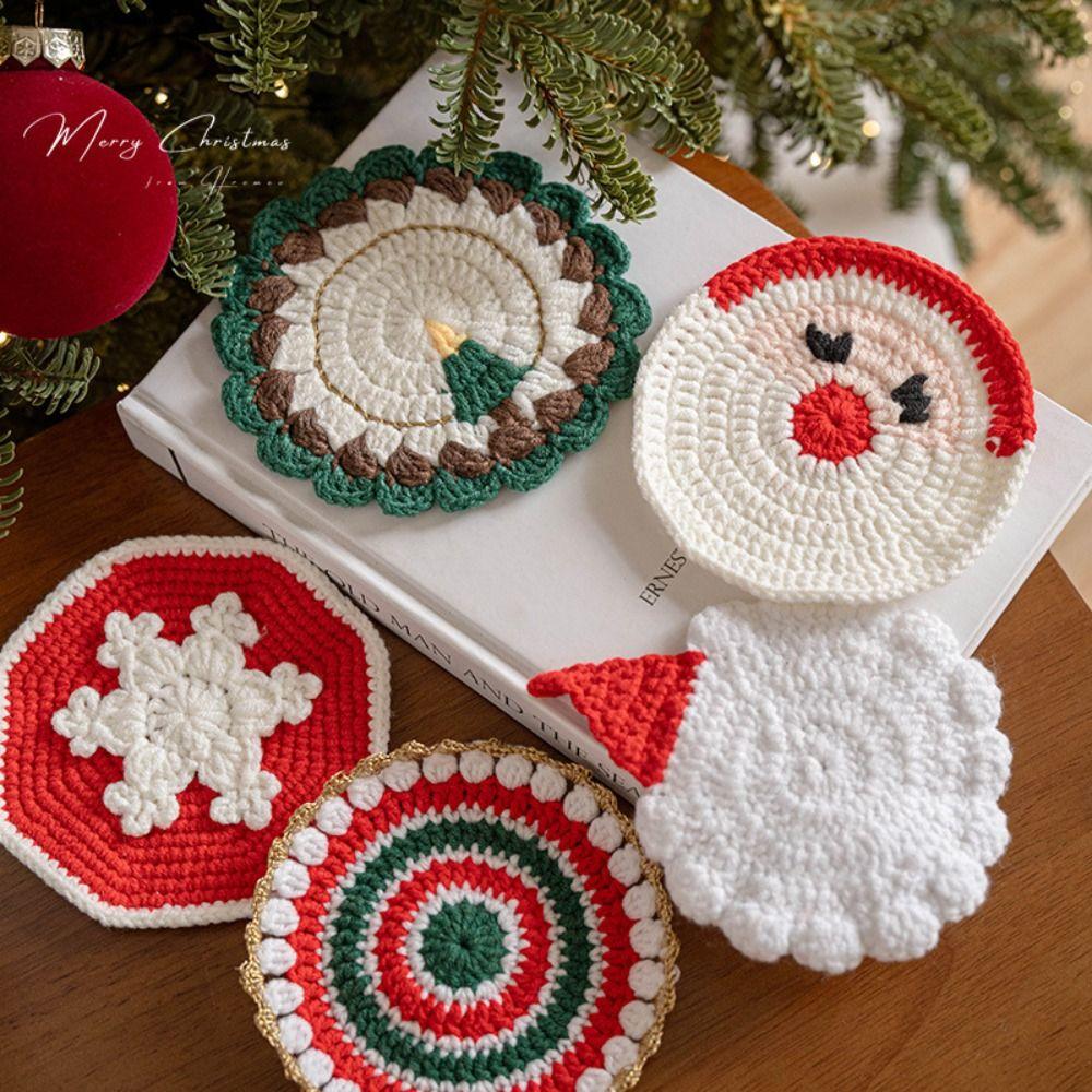 Non Slip Non Slip Mat Knitted Table Mat Crochet Drink Coaster Christmas