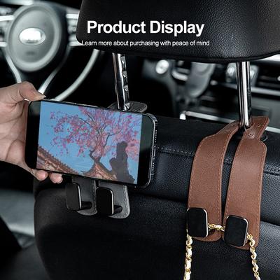 Leather Alloy Seat Backrest Hook Double Hook Black Suede Hook Head Rest Hangers Seat Back Organizer Double Hook for Storage Hook