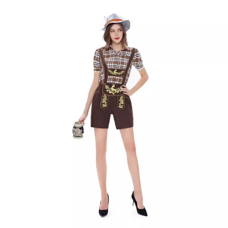 Plaid Overalls Set Ding Dong Clothing Bottom Shirt