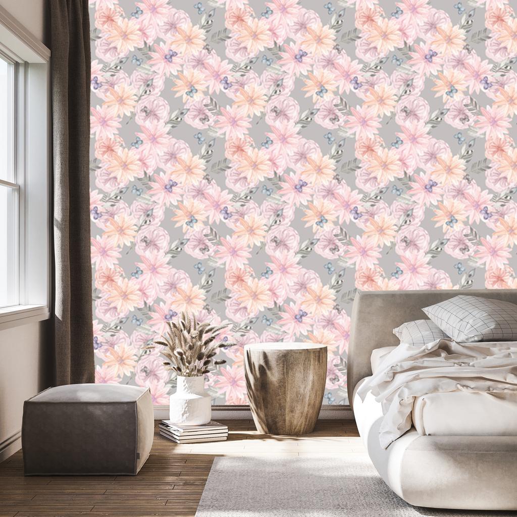 Boho style flowers wallpaper for living room and bedroom 50x1000