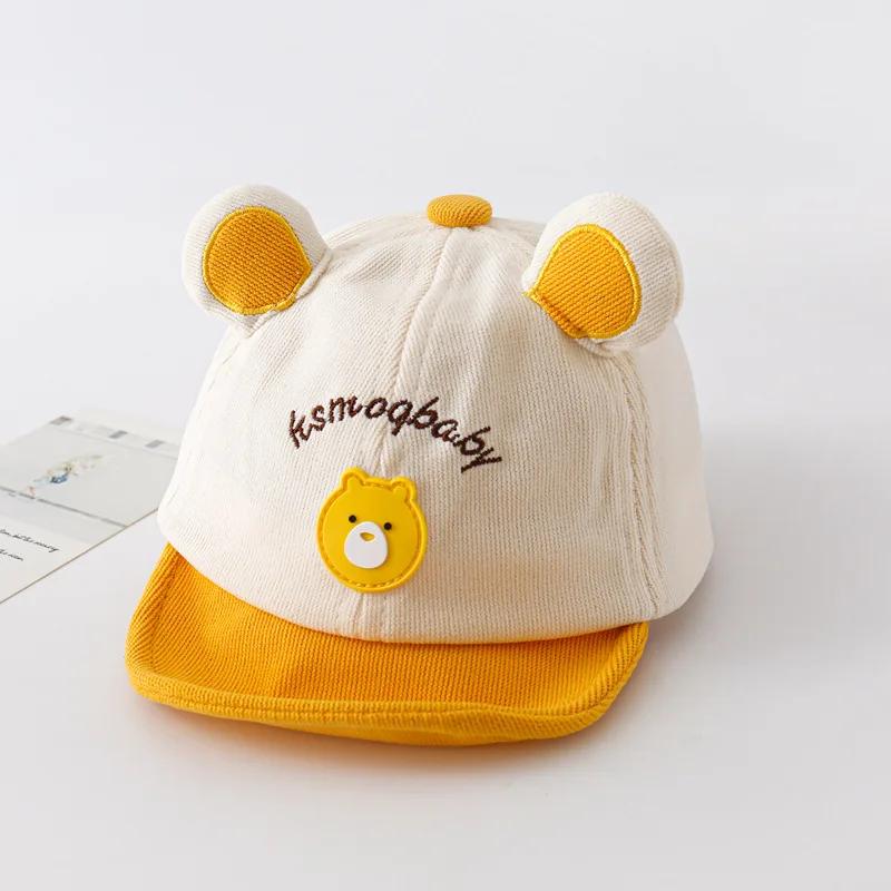 Summer Cute Baby Hat With Ears Cartoon Bear Toddler Girls Boys Baseball Cap Summer Casual Adjustable Kids Short Brimmed Caps