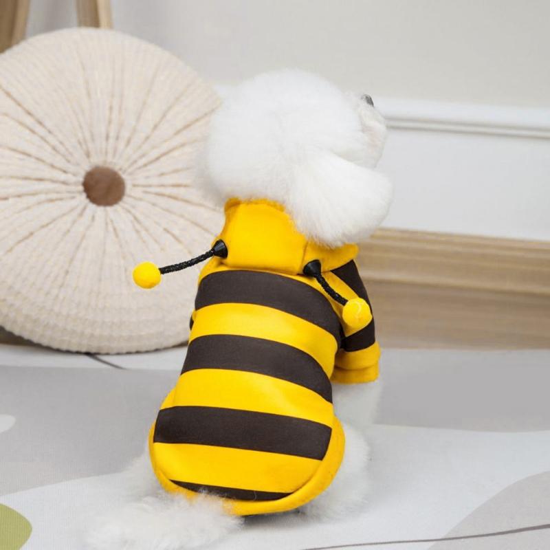 1PC Pet Clothing Creative Fleece Material Funny Pet Sweatshirt Stylish Pet Apparel Bee Design Cat Lovers Yellow