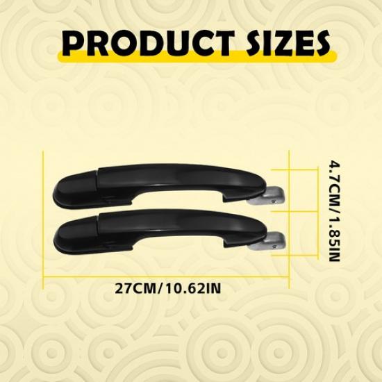 Set of 2 Exterior Door Handle Black For Hyundai Tucson 2005-2009 Rear Left Right