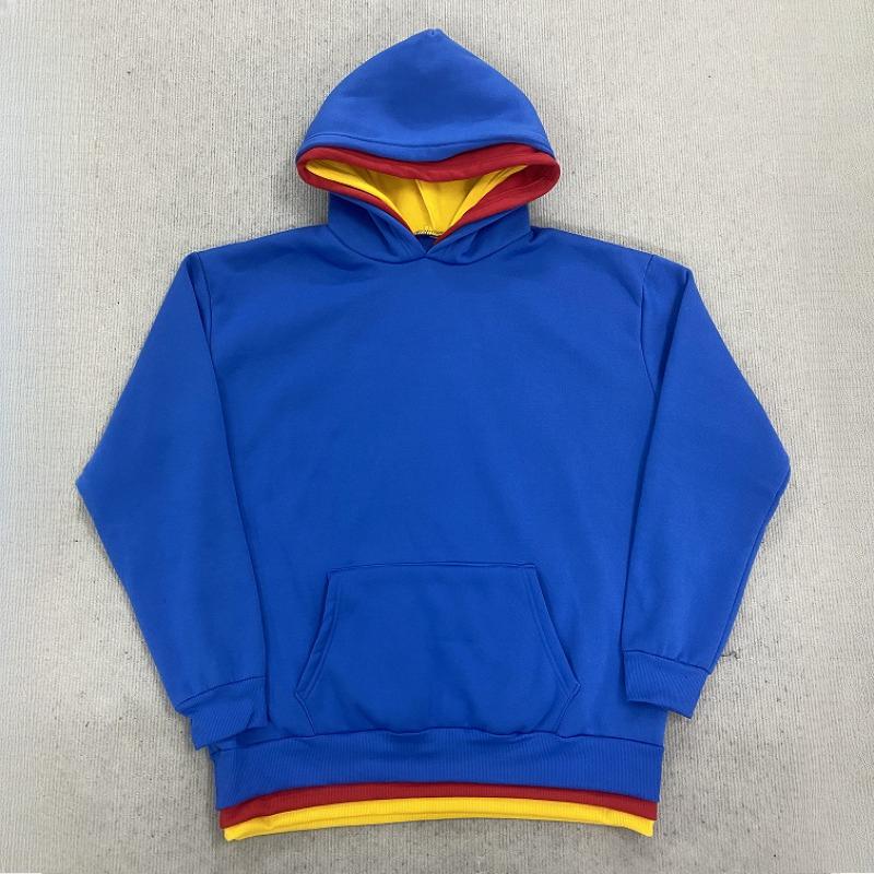 

Европейский и американский трехслойный дизайн однотонная модная уличная трендовая толстовка с капюшоном S синий