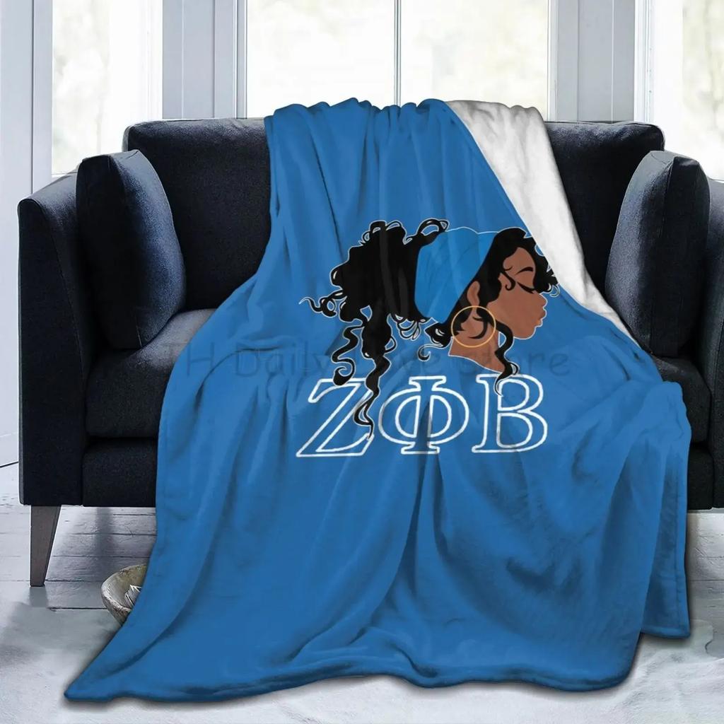 Zeta Phi Beta Print Blanket Sorority Gifts Plush Lightweight Warm Fluffy Throws Soft Flannel Fleece Blankets for Bed Sofa Couch