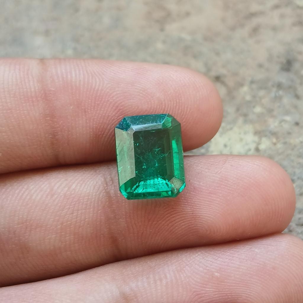 Certified Natural Zambian Green Emerald 5-10 Ct Emerald Cut Loose Gemstone