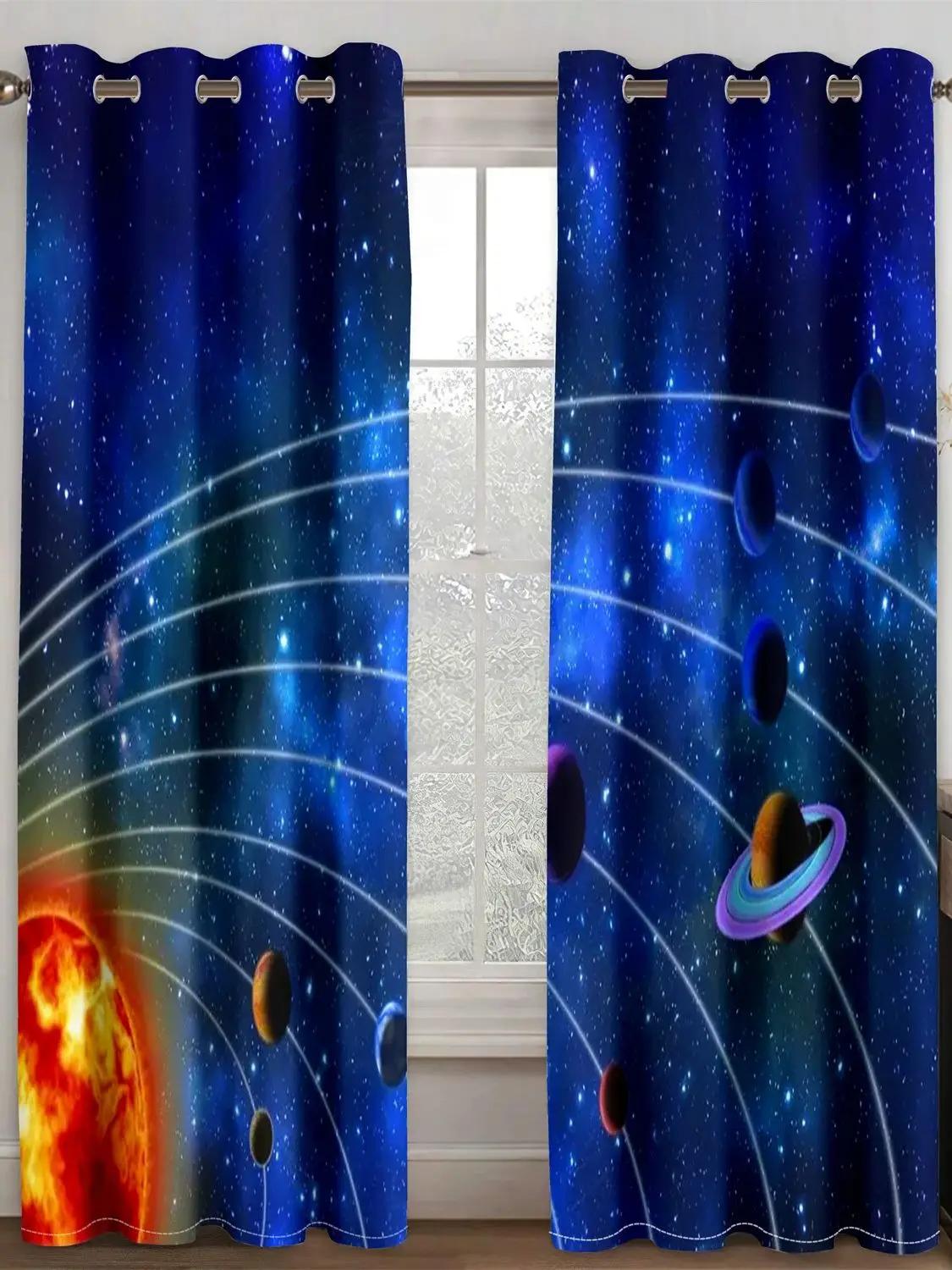 

tanadesombreadoparasaladeestarganchodedecoracióndGalaxia3Despacioexterioruniversonebulosacielo estrelladoplaneta Solar, 2 piezas 50W130H(CM) 2PCS