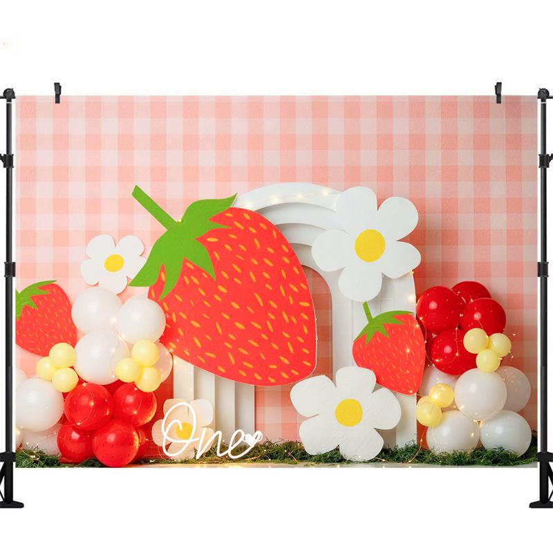 LS Strawberry Sweetheart Backdrops Cake Smash Child Baby Photo Props Adult Kids Decors Photography Studio Backgrounds