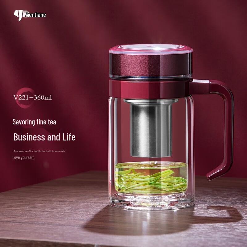 Men s Double-Layer Glass Tea Mug with Filter