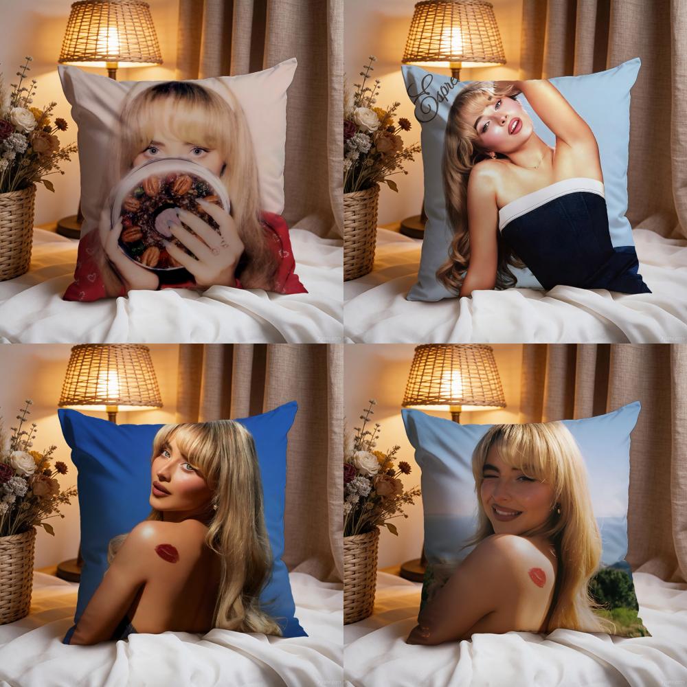 s-Sabrina Carpenters Singer Cushion Cover Premium Comfort Reversible Pillow Cove -Two In One Design for Any Room & Car Interior