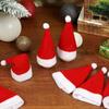 Christmas Knife & Fork Hats 10pcs- 2.36x4.72inch Red Mini Hats for Wine Bottles - Festive Table Decorations
