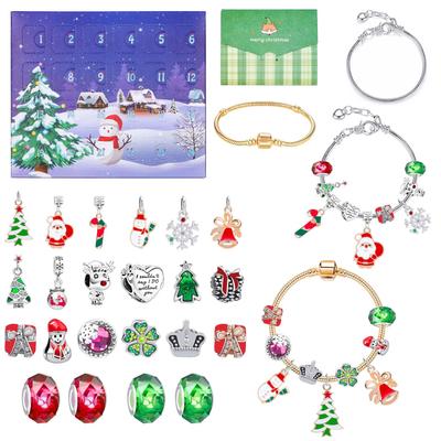 24-Grids Christmas Tree Blind Box - DIY Kids' Bracelet & Greeting Card Set