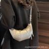 Fashion and leisure high-end sense simple solid color horn bag versatile personality Spice girl style one shoulder messenger women's bag