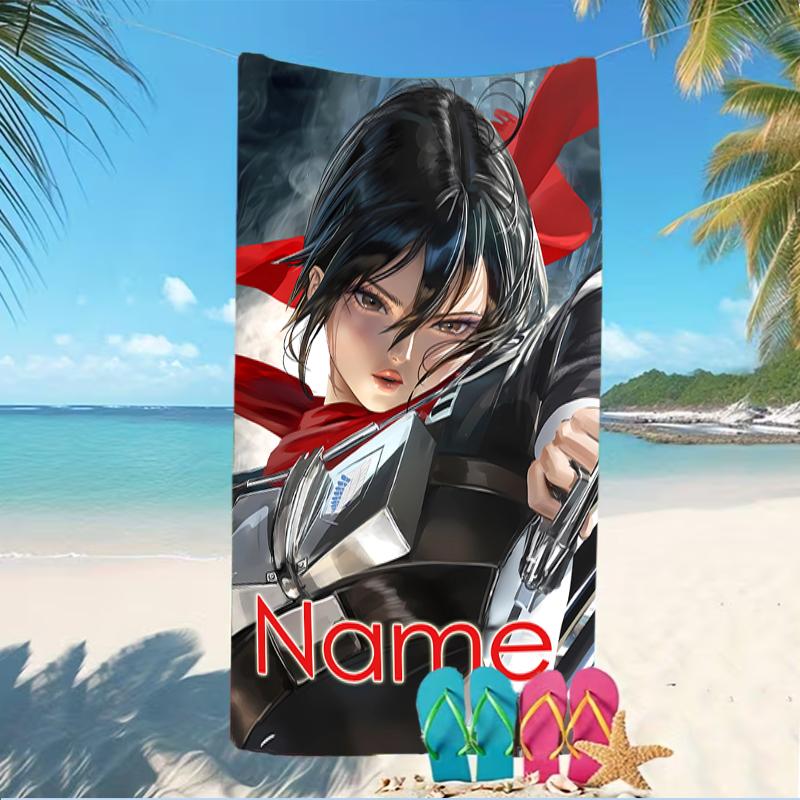 Customizable personalized beach towels Attack on Titan themed designs.Suitable for the beach, yoga, sports;ideal as beach accessories