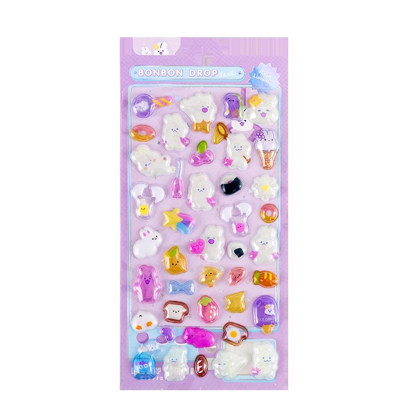 3D Luminous Gem Stickers - Cute DIY Waterproof Embossed Design for Kids' Phones