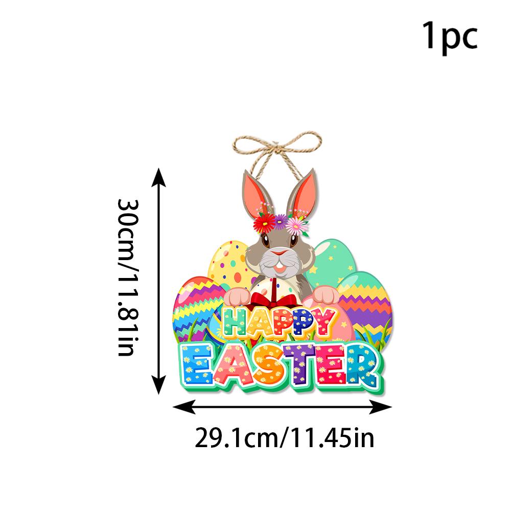 Happy Easter Decor Door Pendant Paper Rabbit Egg carrot Welcome Sign Hanging Ornament Easter egg hunt Spring Party Wall decor
