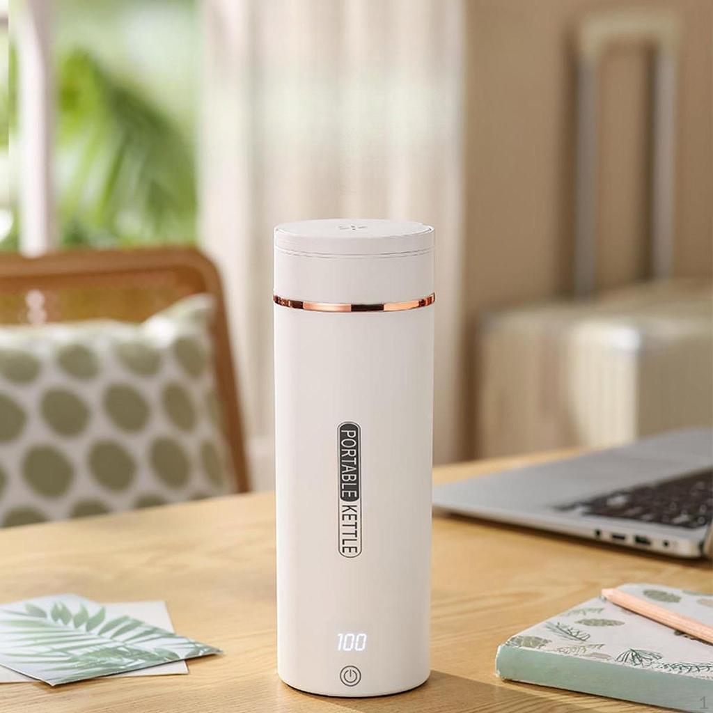 Small Electric Kettle LED Display Travel for Traveling Party Auto Car Rotating Cover