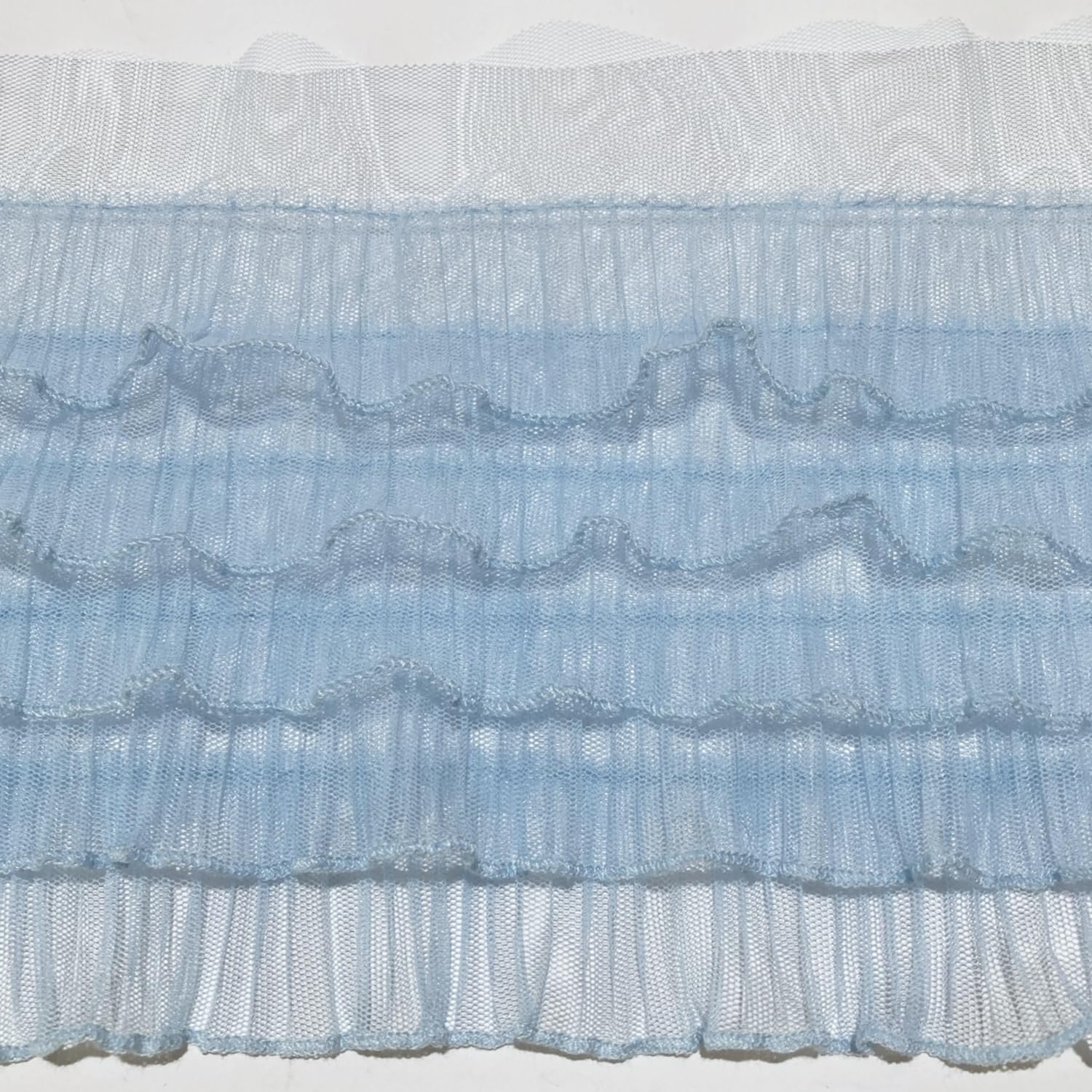 

Ruffle Lace Trim 9 Colors Mesh Decorative Dress Border [moonfarm] 5-Layer Fabric, Available, (Light Blue, 2m)