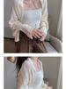 Korean-Style Pearl Sleeve Knit Shawl: Women's Early Autumn Office Cardigan & Two-Way Scarf