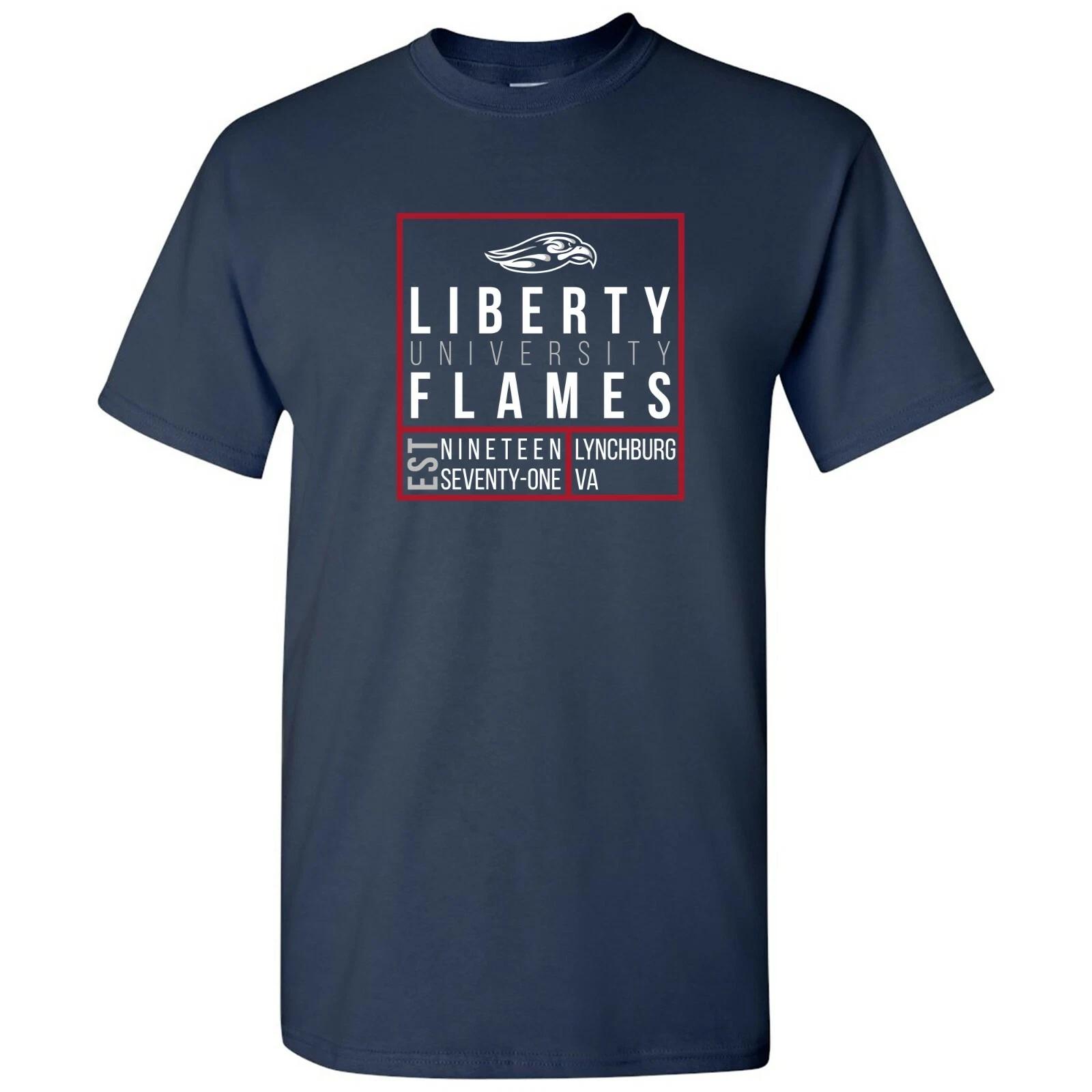 Liberty Flames Box Label Short Sleeve T-Shirt - Navy S