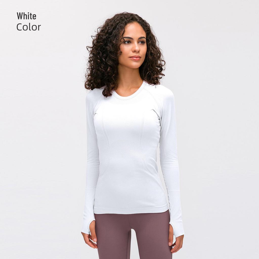 Women's Seamless Long Sleeve Yoga Top – Comfortable, Breathable, Tight-Fitting, Slimming Fitness Wear