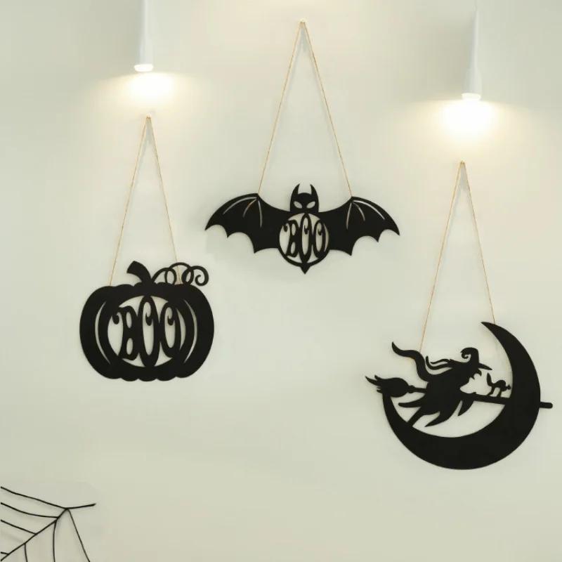 Halloween Bat Door Hook Door Sign Decoration Wooden Hanging Wall Garden Door Sign Hanging Decoration Holiday Party Supplies