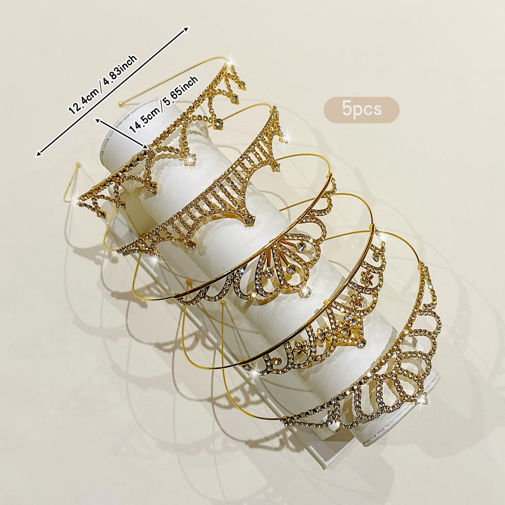 5 Fashionable and Versatile Temperament Sweet Golden Crown Headbands Suitable for Daily Hair Accessories
