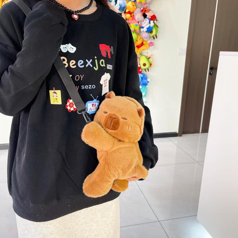 The new super cute capybara doll plush bag cartoon turtle girl messenger bag