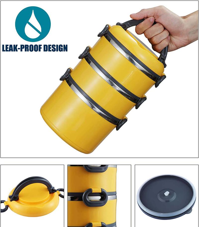 Bento Box pro dospělé/dospívající, Nerezový Bento Box Box na oběd s taškou/náčiním, Velkokapacitní nepropustné tepelné stohovatelné obědové nádoby pro