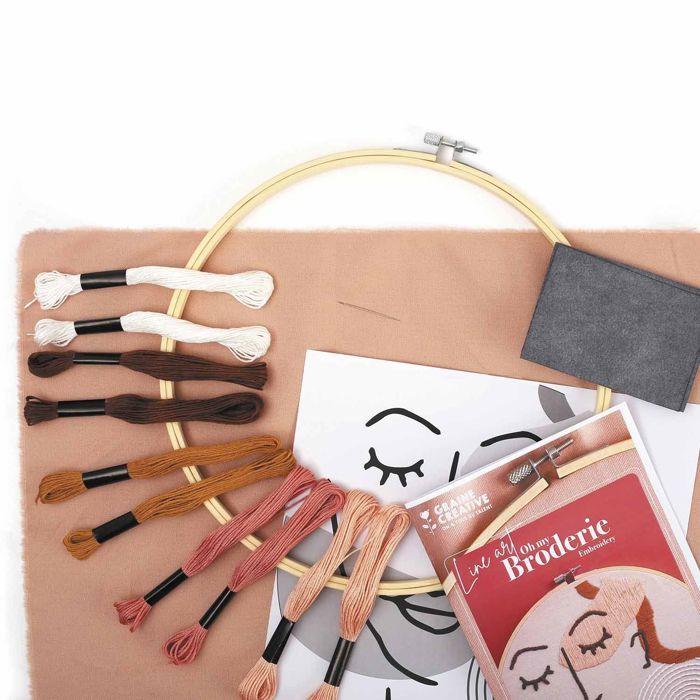 Kit broderie décorative visage line art