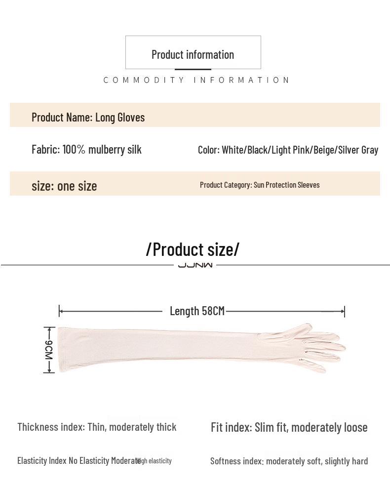 Yu Yue Mulberry Silk Sun Protection Arm Sleeves for Women - Long, Solid Color Driving Gloves