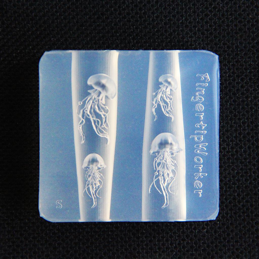 Silikon-Stempelform für Nagelkunst, für Partys und Salons, Maniküreform in Quallenform, geprägte Nagelschablonen für Frauen