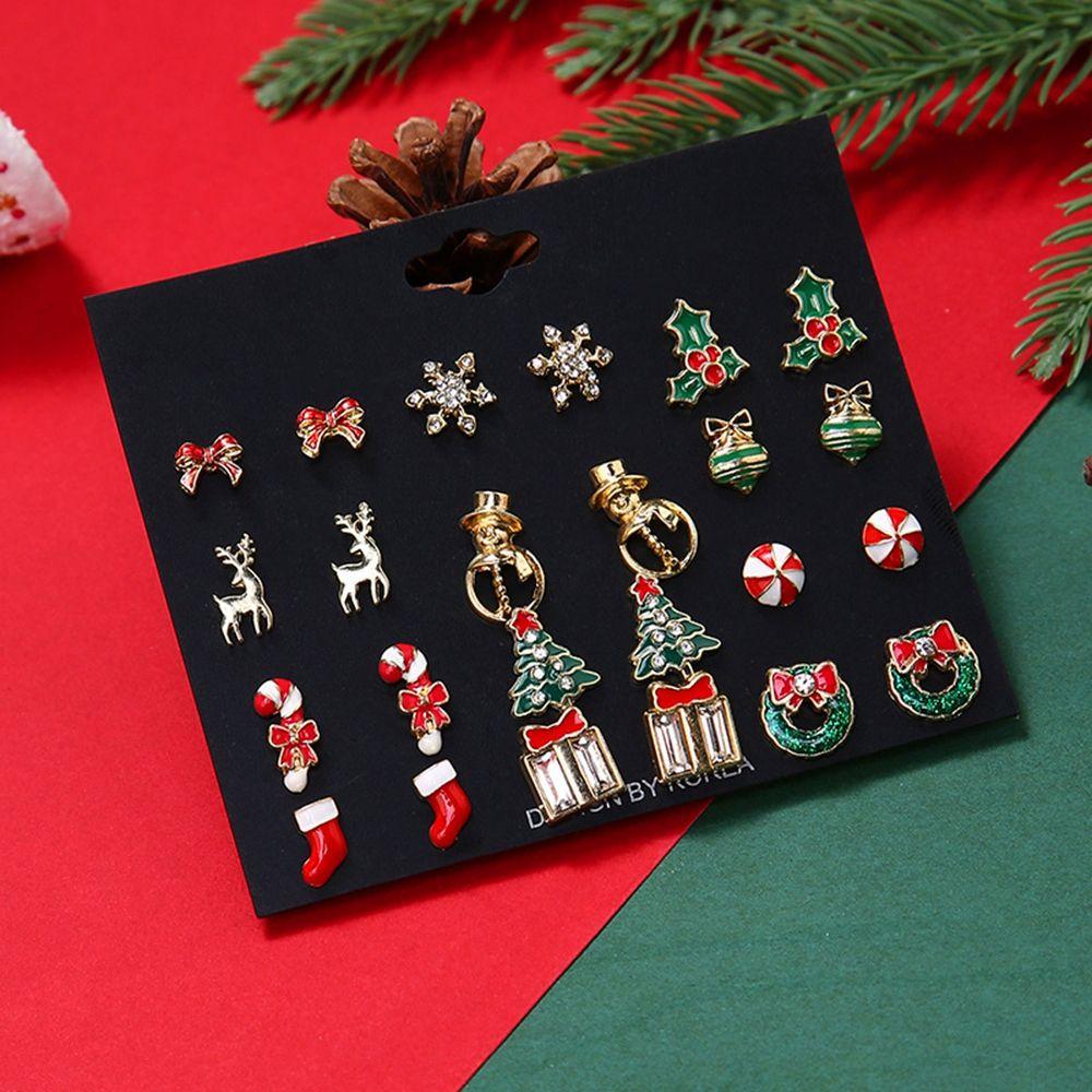 Claus  Female Ear studs Christmas Earrings Set Red Dangle Earrings Korean Style Earrings
